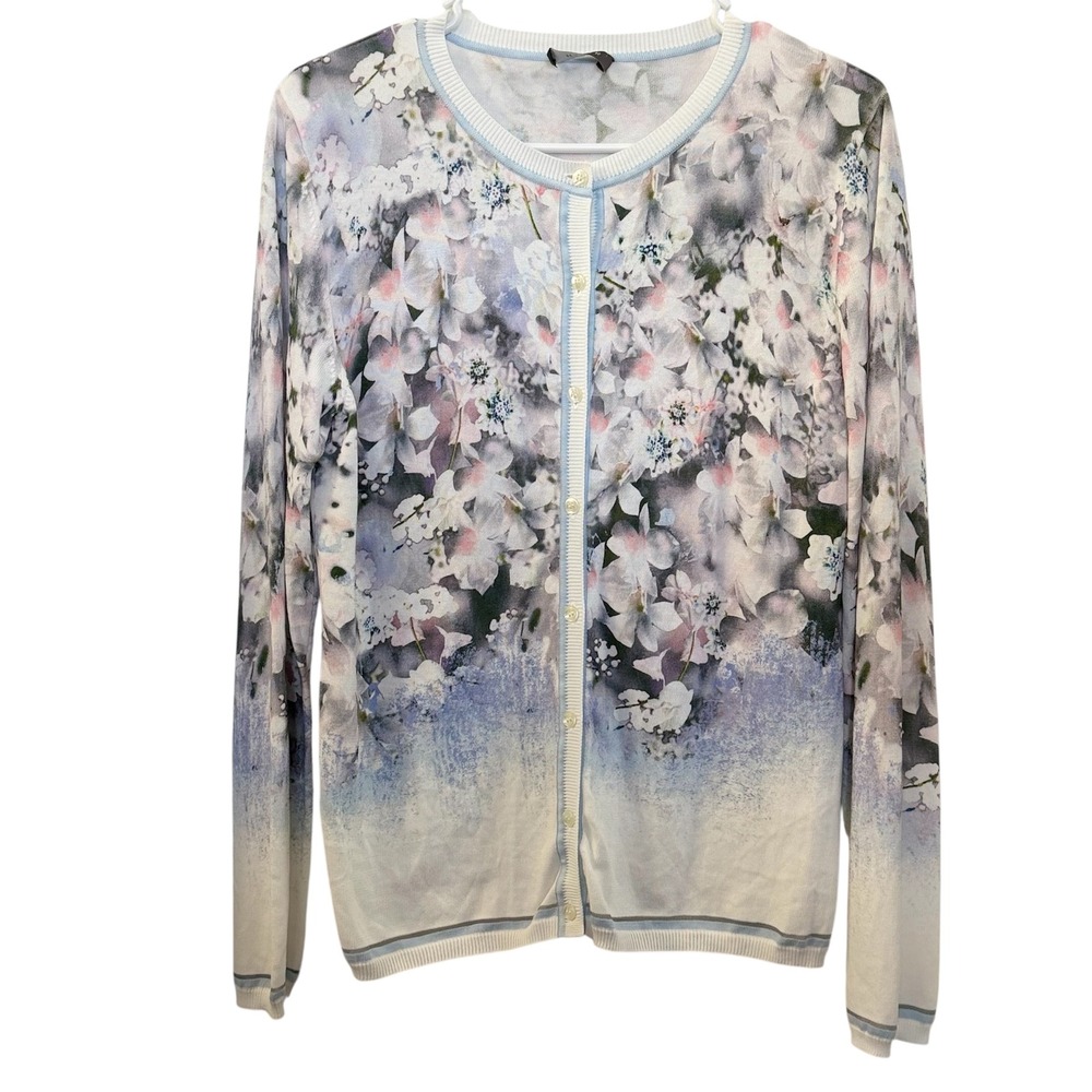 BASLER Floral Print Cardigan‎ Sweater Women's Size 38 /US S/M Button Front